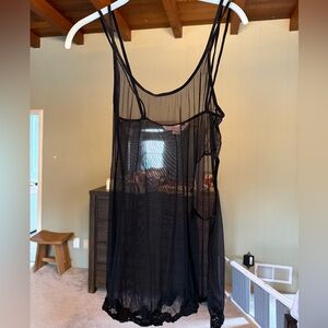 Vintage Victoria's Secret Black Sheer Chemise